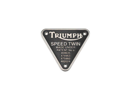 Triumph Speed Twin Patent Plate 70 1595, E1595