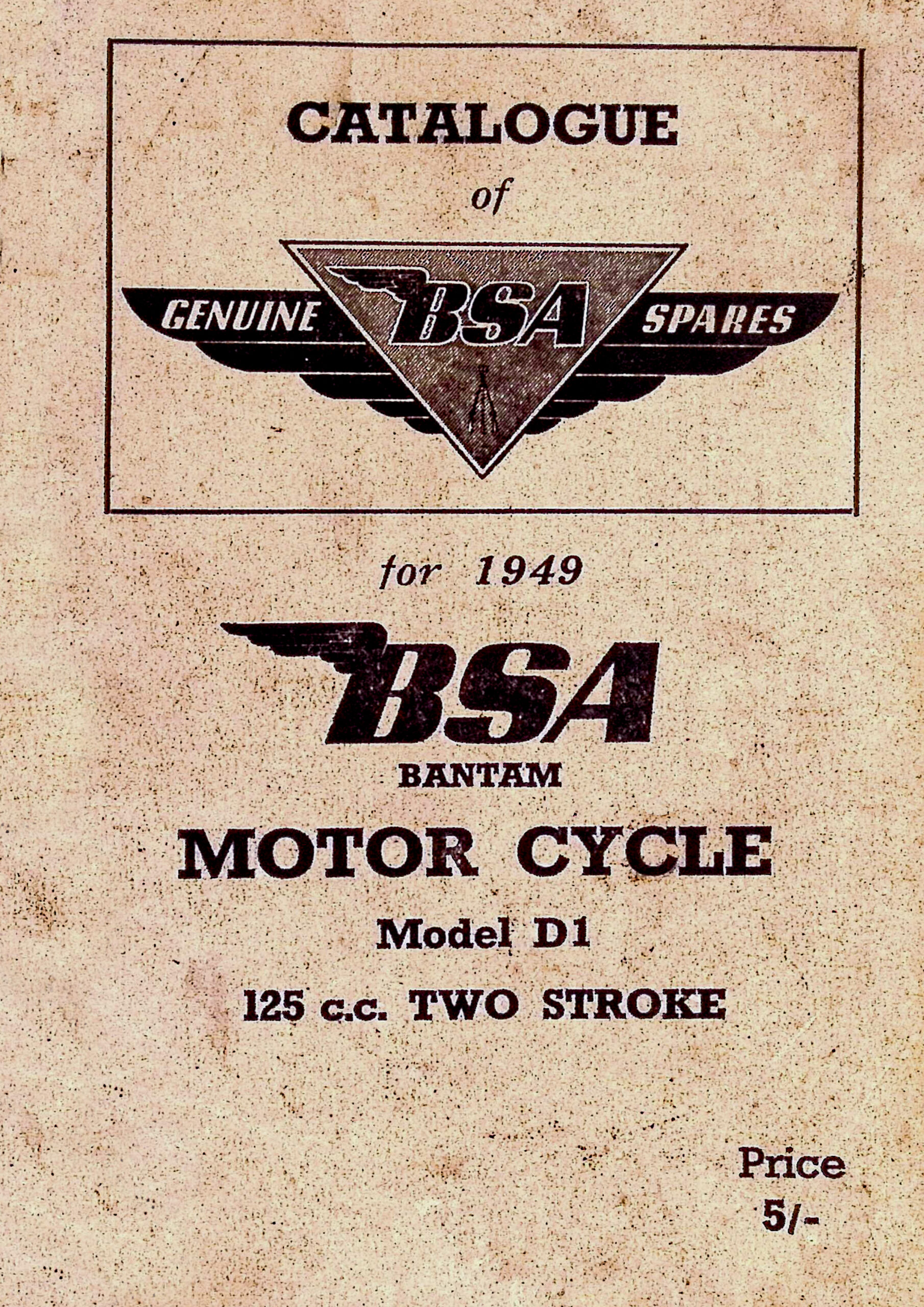 1949 BSA Bantam D1 Spare Parts Catalogue