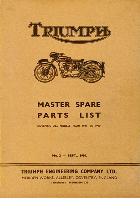 1937-1950 Triumph Master Spare Parts List