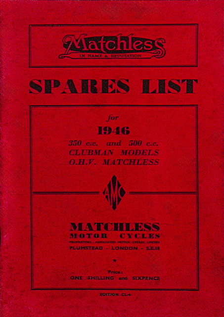 1946 Matchless G3L & G80 Spare Parts