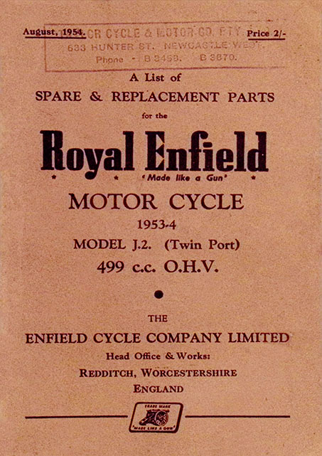 1953-1954 Royal Enfield Model J2 Replacement Spare Parts