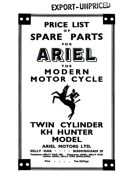 1954 Ariel KH Hunter Twin Cylinder Spare Parts