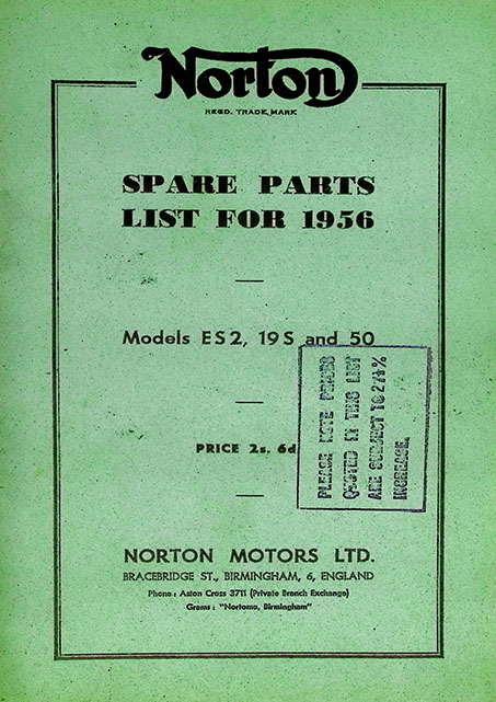 1956 Norton Model 50 19S ES2 Spare Parts