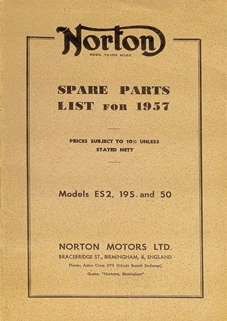 1957 Norton Model 50 19S ES2 Spare Parts