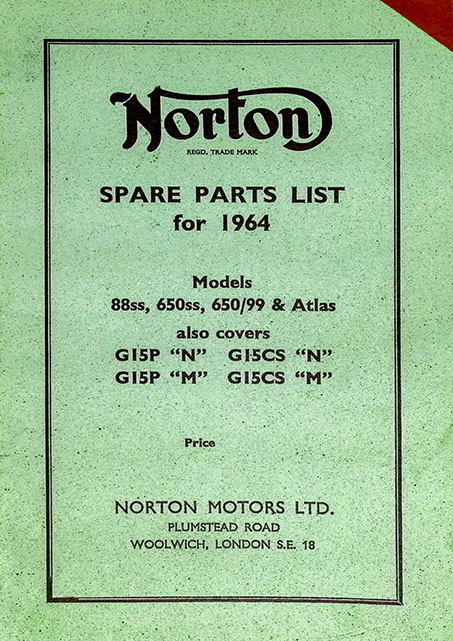 1964 Norton Model 88S 650SS 99 Atlas G15P G15CS Spare Parts