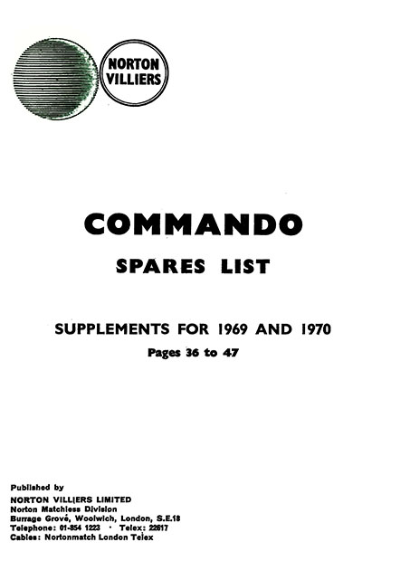 1969-1970 Norton Commando Spare Parts