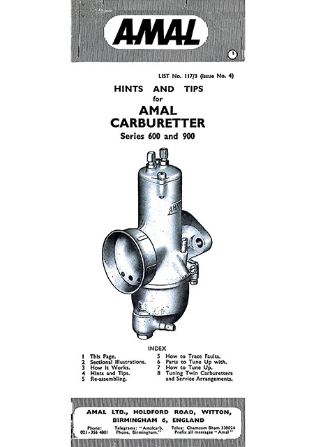 Hints & Tips For Amal Concentric Carburetter List No. 117/3