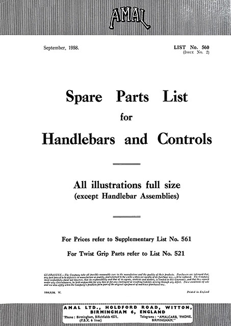 Amal Handlebars & Controls List No. 560