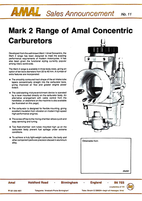 Amal MK2 Concentric Carburetor Spare Parts