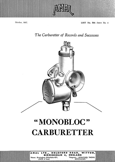 Amal Monobloc Carburetter List No. 504