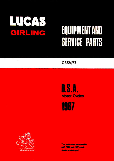 Lucas BSA 1967 Equipment & Spare Parts