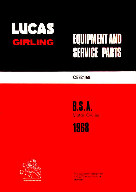 Lucas BSA 1968 Equipment & Spare Parts
