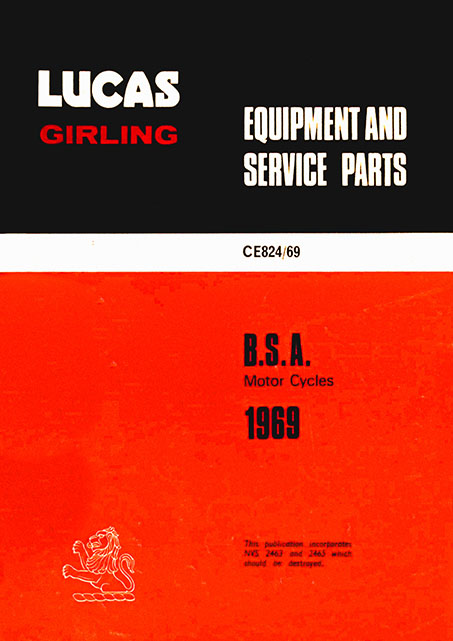 Lucas BSA 1969 Equipment & Spare Parts