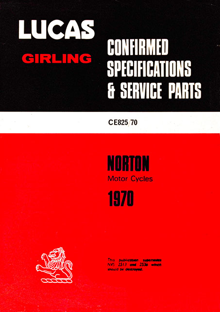 Lucas Norton 1970 Equipment & Spare Parts