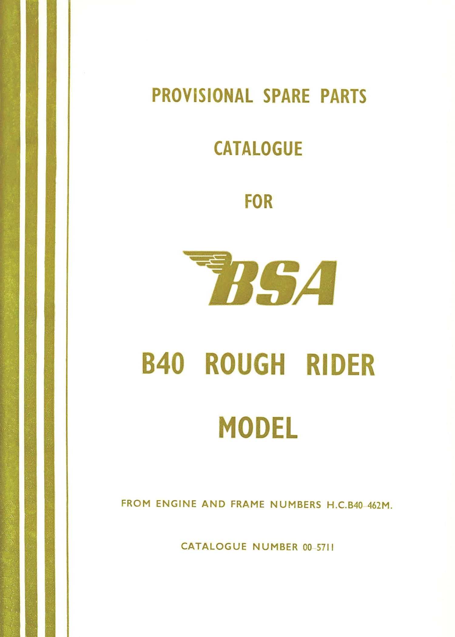 1969 BSA B40 Rough Rider Provisional Spare Parts