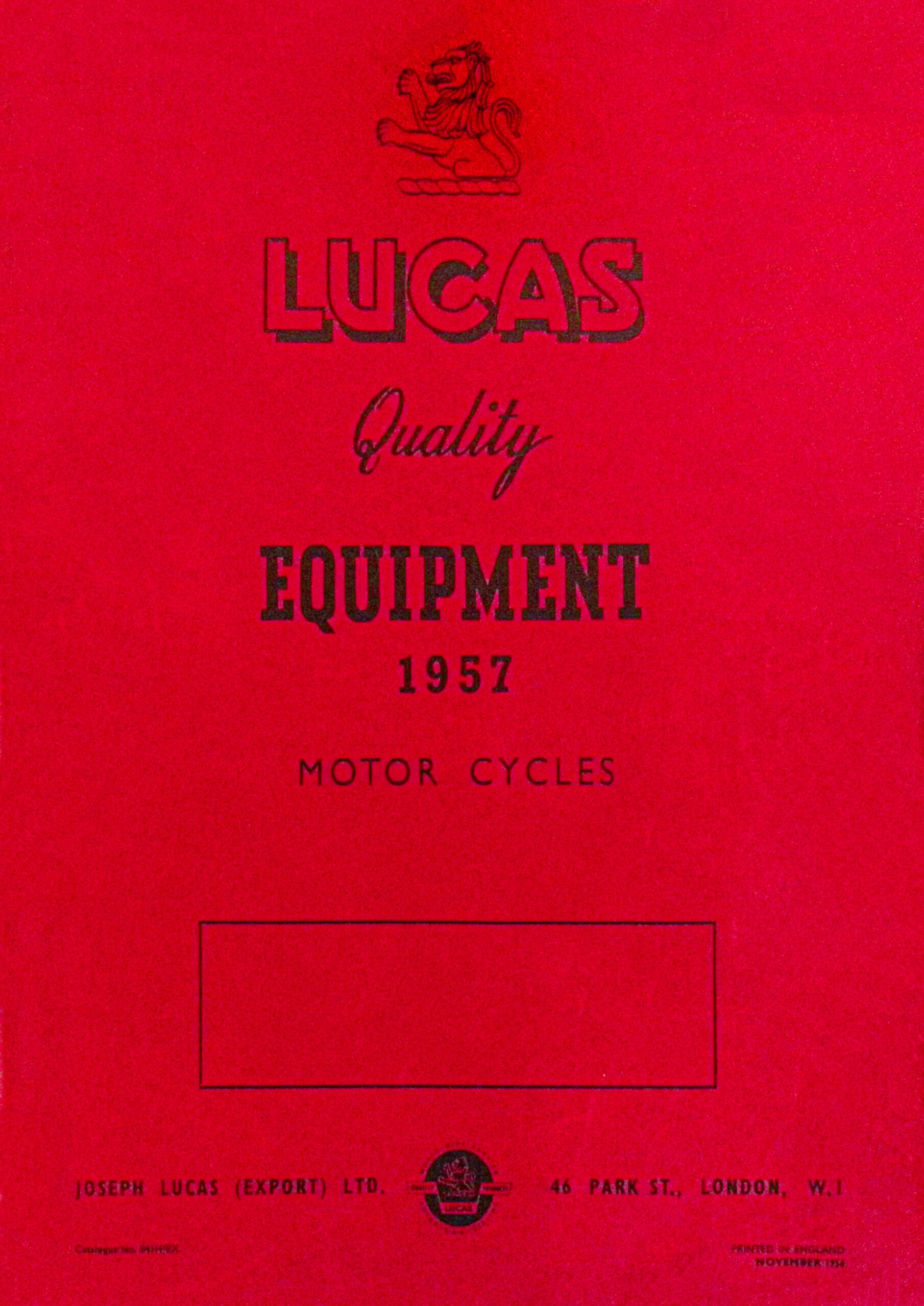 1957 Lucas Equipment & Spare Parts For Motorcycles