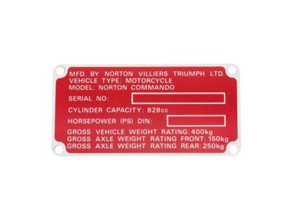 Norton commando frame registration plate 06 6580