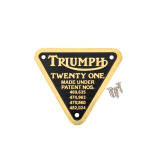 Triumph twenty one patent plate 70 4016, e4016