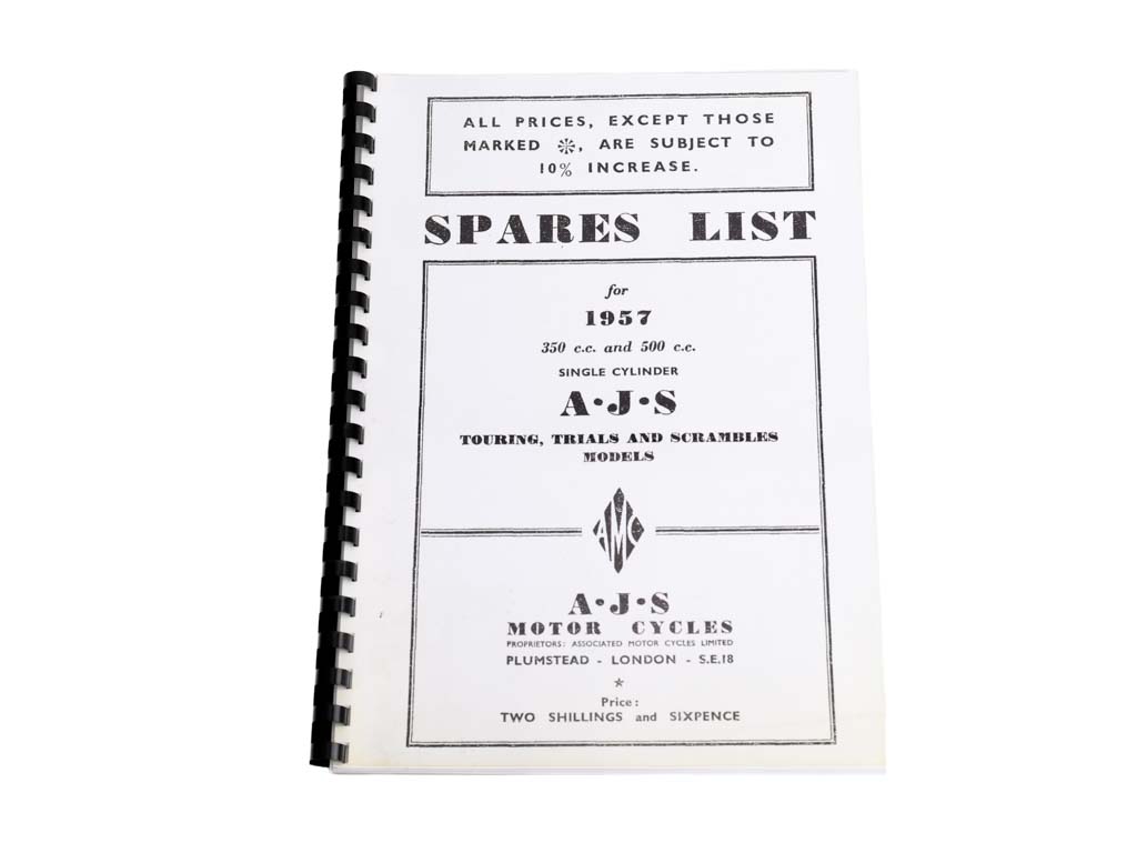 1957 Ajs 350cc & 500cc Singles Parts Manual